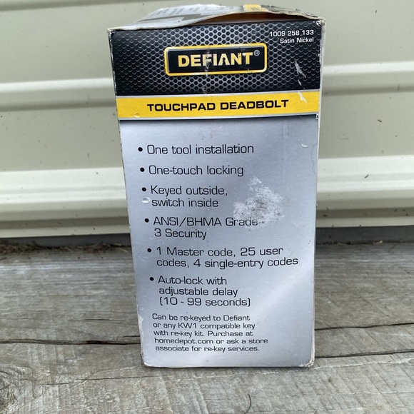 Defiant Slim Satin Nickel Electronic
Touchpad Deadbolt 1009258133 NWOT - Picture 4 of 7
